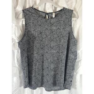 Lululemon Tank Womens 8 Black White Floral Print Keyhole Open Back Workout Gym